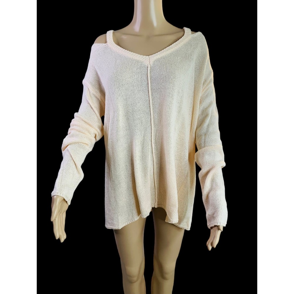 Cold Shoulder Sweater by BECOOL contemporary Creamsicle Color Long Sleeve Size M